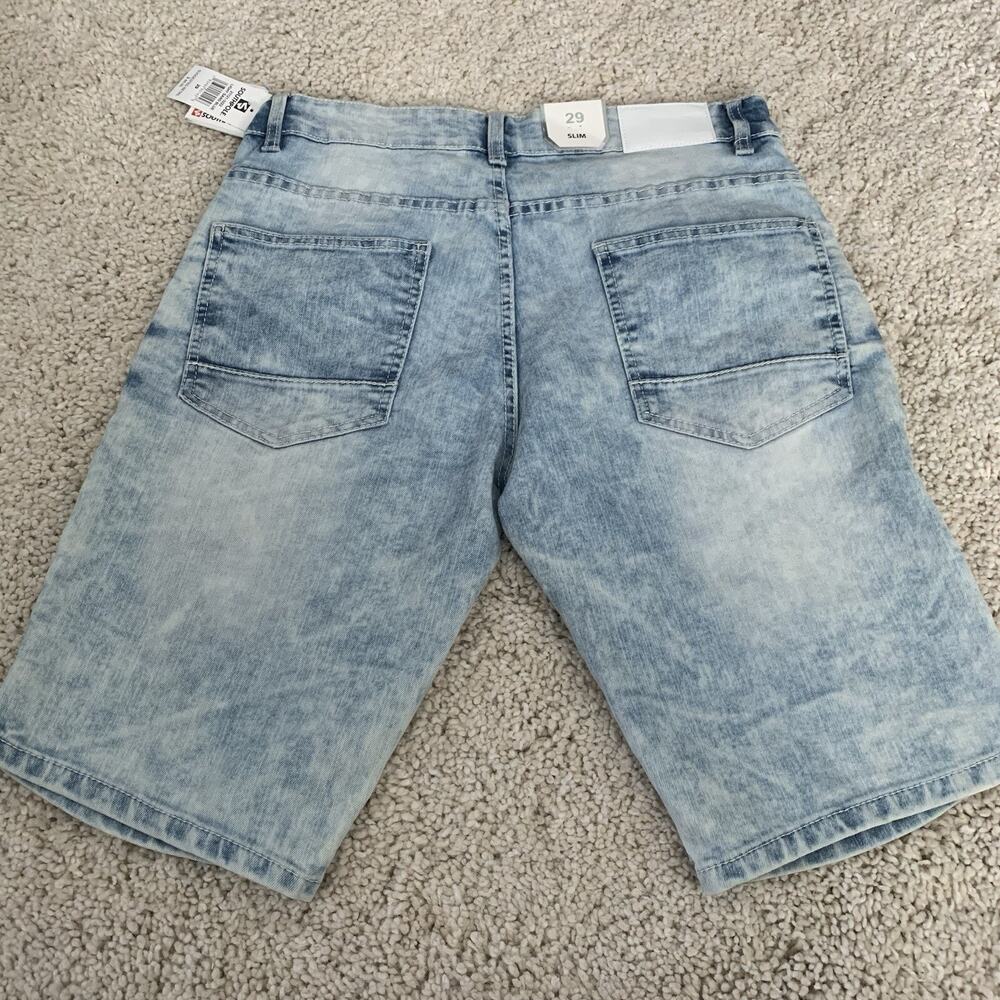 South Pole ACTIVE FLEX Shorts Mens 29 Slim Fit Moto Light Sand Blue Stretch NEW